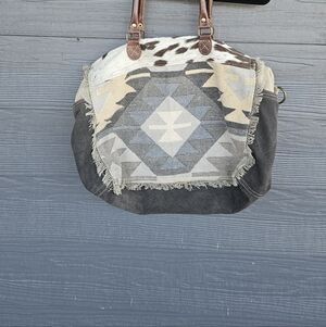 Myra Cowhide And Canvas Tote